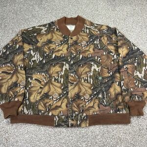 Mossy Oak Fall Foliage Camo Jacket Bomber Size XL Excellent 80s Snap Button